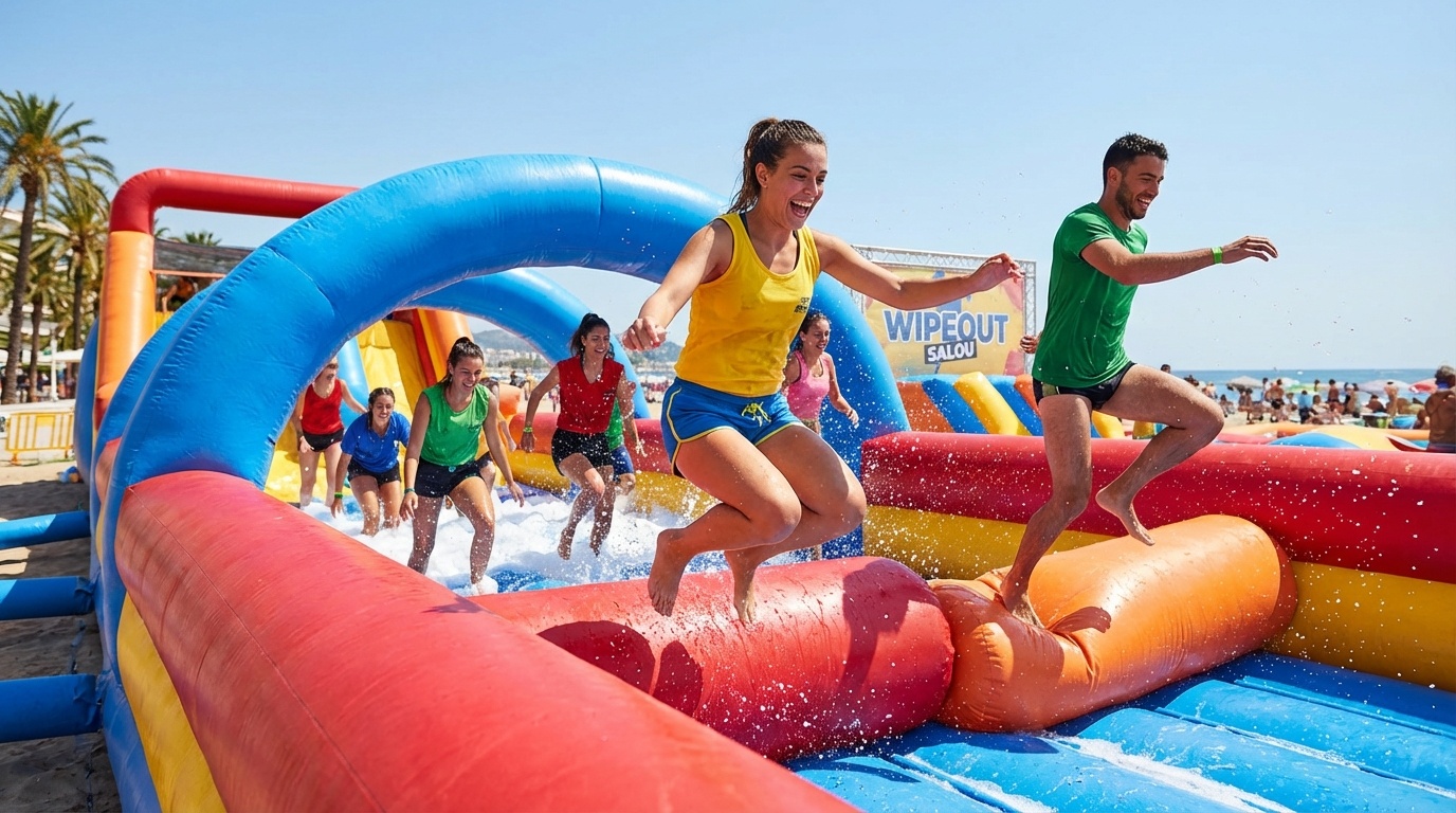 Circuito de humor amarillo en Salou con grupo compitiendo